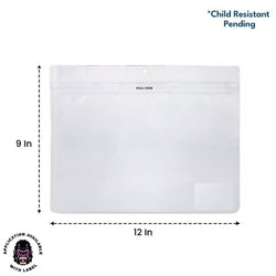 SAMPLE of Loud Lock Grip N Pull 12" x 9" Mylar Exit Bag - Child Resistant Pending - Opaque Black or White - (1 Count)-Mylar Smell Proof Bags