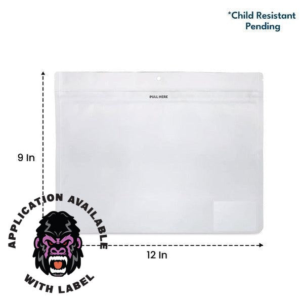 SAMPLE of Loud Lock Grip N Pull 12" x 9" Mylar Exit Bag - Child Resistant Pending - Opaque Black or White - (1 Count)-Mylar Smell Proof Bags