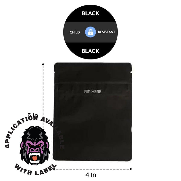 1/8 Ounce 4 X 5 Matte Black & Matte Black Mylar Bags - (1000 qty.)