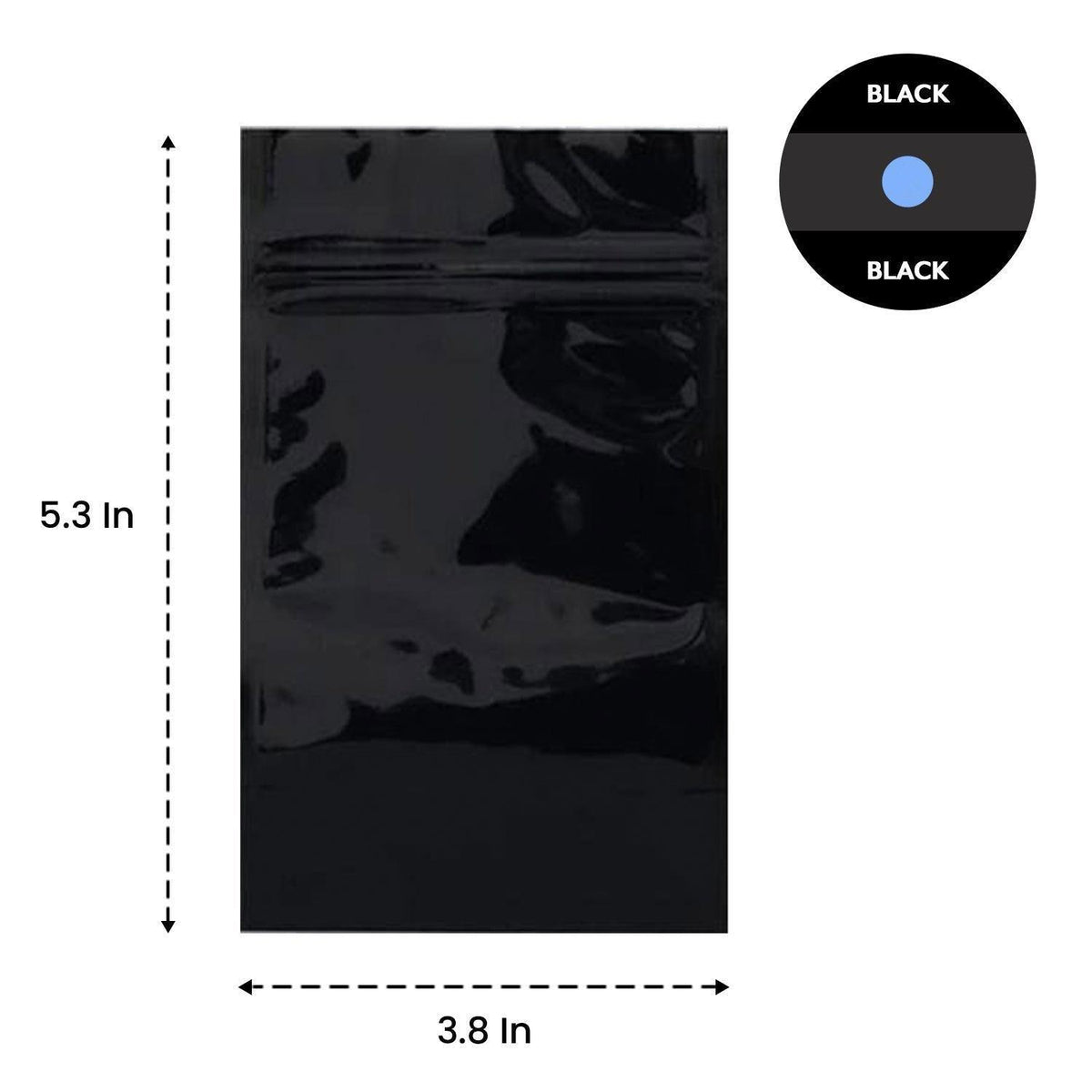 SAMPLE of Mylar Bag Opaque Black 1/8 Oz - 3.5 Grams - (1 Count SAMPLE)