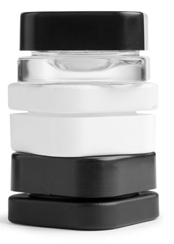 SAMPLE of Qube 9mL Square Glass Concentrate Jar - Clear, Opaque Black, or Opaque White Child Resistant - (1 Count SAMPLE)-Concentrate Containers and Accessories
