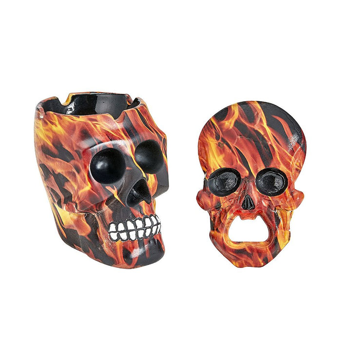 Skull Ash Tray & Bottle Opener Set - (1 Count)-Rolling Trays and Accessories