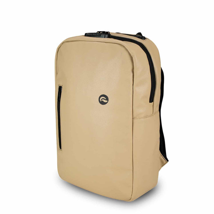 dawson backpack navy offset stripe veggie tan leather Elite