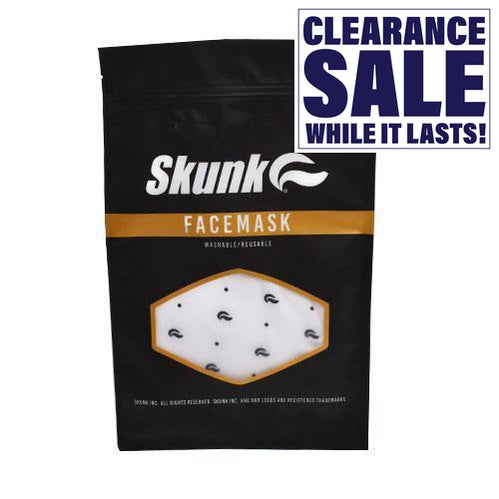 SKUNK Brand Facemask - Black Logo Pattern on White Mask - (1 Count)-Novelty, Hats & Clothing