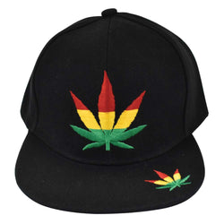 Snap Back Flat Bill - Rasta Leaf & Fume Cap - (1CT, 3CT OR 6 Count)-Novelty, Hats & Clothing