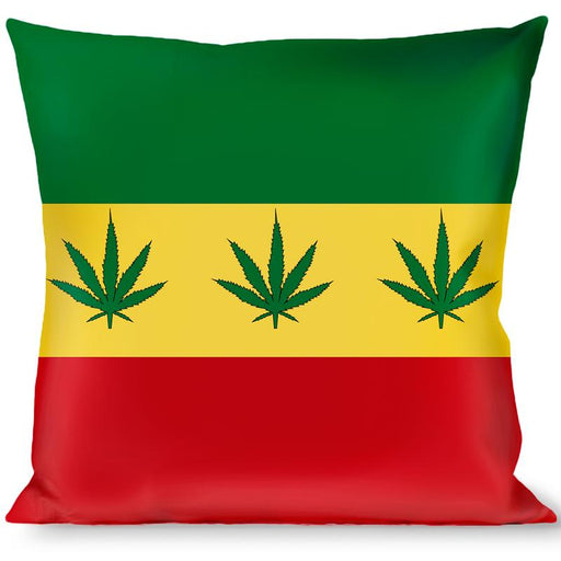 Throw Pillow - Marijuana Leaf Repeat Rasta Red Gold and Green-Novelty, Hats & Clothing