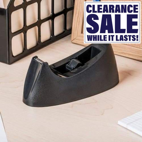 Universal UNV15001 1" Core Black Weighted Desktop Tape Dispenser with Nonskid Base-