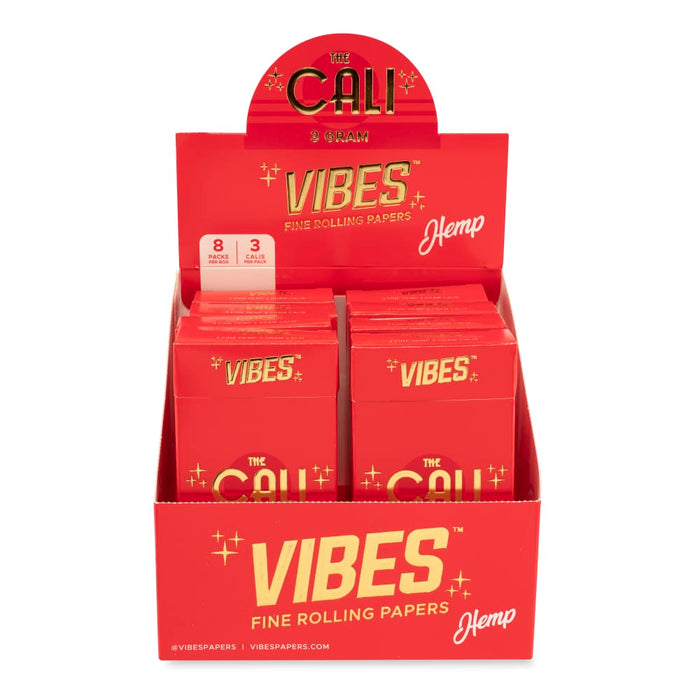 Vibes - The Cali - Hemp 3 Gram Cylindrical Shape Paper - 3 Per Pack - (8 Count Display)-Papers and Cones