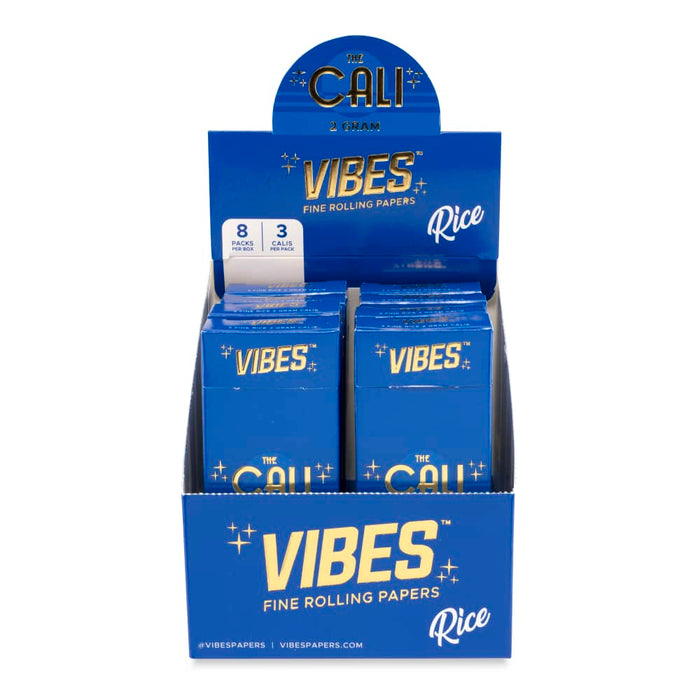 Vibes - The Cali - Rice 2 Gram Cylindrical Shape Paper - 3 Per Pack - (8 Count Per Display)-Papers and Cones