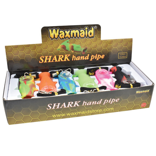 Waxmaid 4.3" Silicone Shark Hand Pipe - (12 Count Display)-Hand Glass, Rigs, & Bubblers