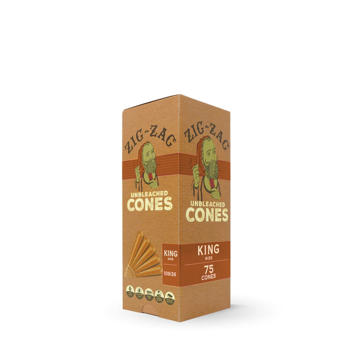Zig-Zag King Sized Mini Bulk Unbleached Cones - 75 Per Box - (1 Count)-Papers and Cones