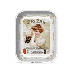 Zig-Zag Large Vintage White Rolling Tray - (1 Count)-Rolling Trays and Accessories