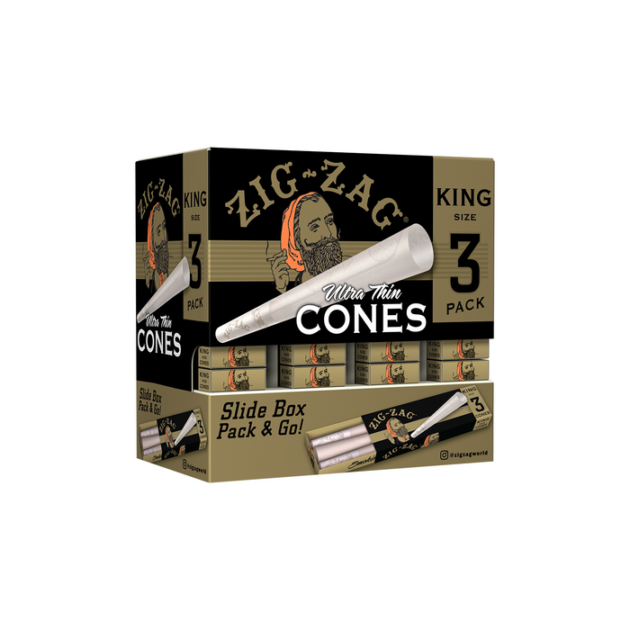 Zig-Zag Promo Display (36 Pack Per Display) 3 Cones Per pack - King Size Cones (1 Count)-Papers and Cones