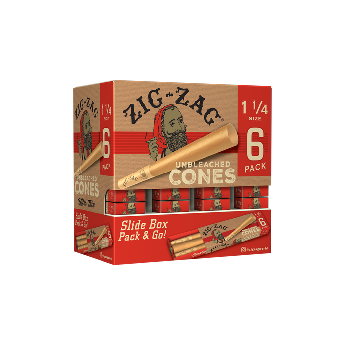 Zig-Zag Unbleached Promo Display (36 Pack Per Display) 6 Cones Per pack - 1 1/4 Cones - (1 Count)-Papers and Cones