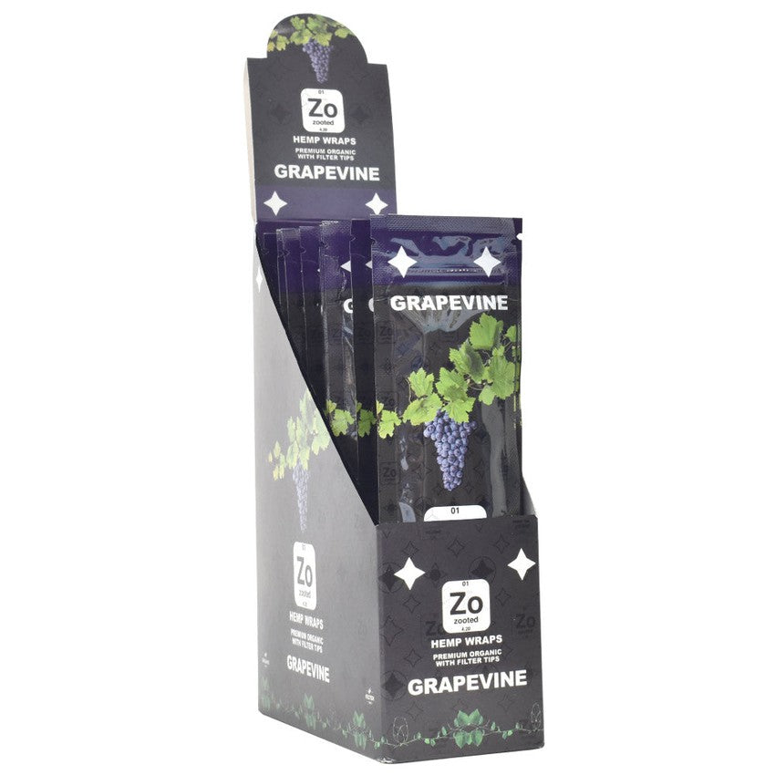 Zooted Brandz - Grapevine Flavored Hemp Wraps - 2 Wraps Per Pack - (25 Pack Display)-Papers and Cones