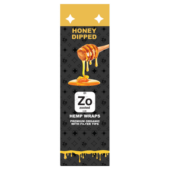 Zooted Brandz - Honey Dipped Flavored Hemp Wraps - 2 Wraps Per Pack - (25 Pack Display)-Papers and Cones