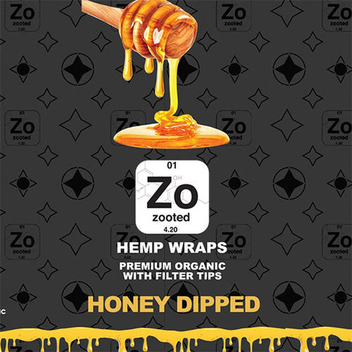 Zooted Brandz - Honey Dipped Flavored Hemp Wraps - 2 Wraps Per Pack - (25 Pack Display)-Papers and Cones