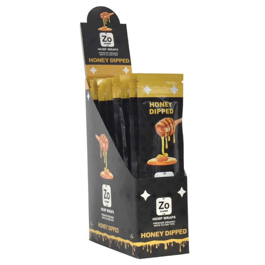Zooted Brandz - Honey Dipped Flavored Hemp Wraps - 2 Wraps Per Pack - (25 Pack Display)-Papers and Cones