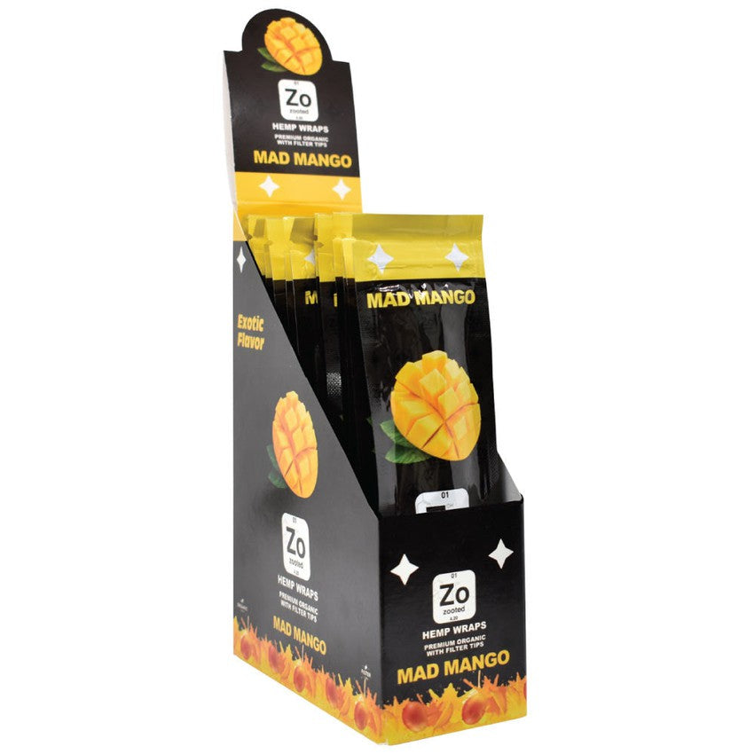 Zooted Brandz - Mad Mango Hemp Wraps Display Box - 2 Wraps Per Pack - (25 Pack Display)-Papers and Cones