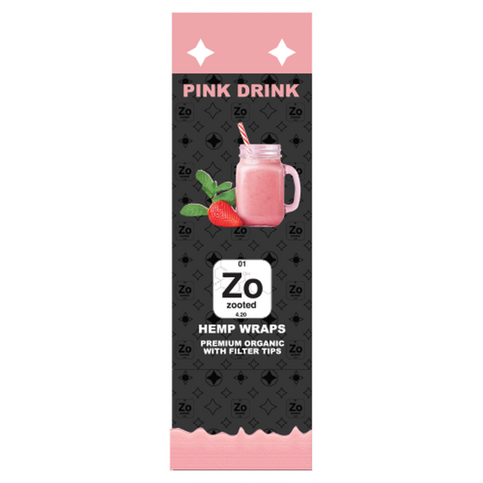 Zooted Brandz - Pink Drink Flavored Hemp Wraps - 2 Wraps Per Pack - (25 Pack Display)-Papers and Cones