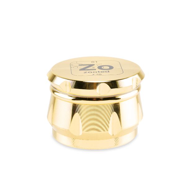 Zooted Brandz - Premium 4 Piece Grinder 63mm - Gold (1 Count, 5 Count, OR 10 Count)-Grinders