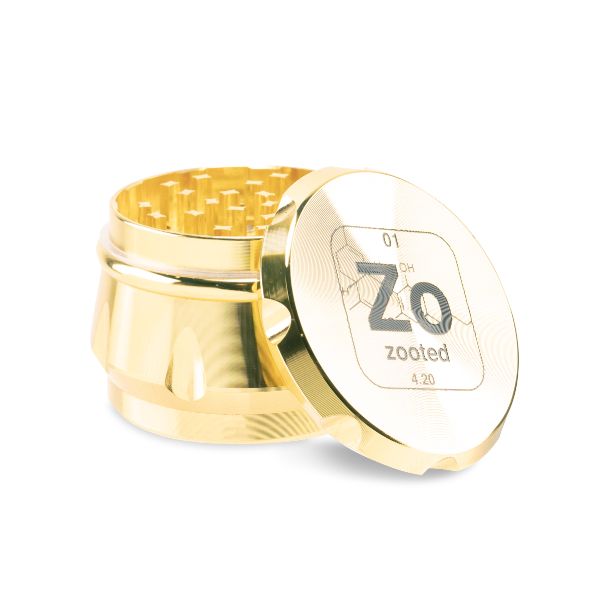 Zooted Brandz - Premium 4 Piece Grinder 63mm - Gold (1 Count, 5 Count, OR 10 Count)-Grinders
