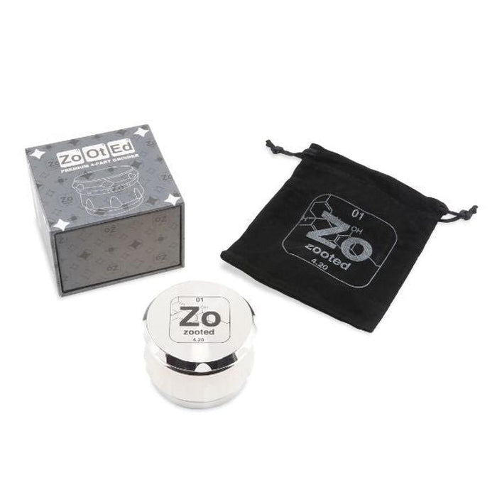 Zooted Premium 4 Piece Grinder 63mm - Silver (1 Count, 5 Count, OR