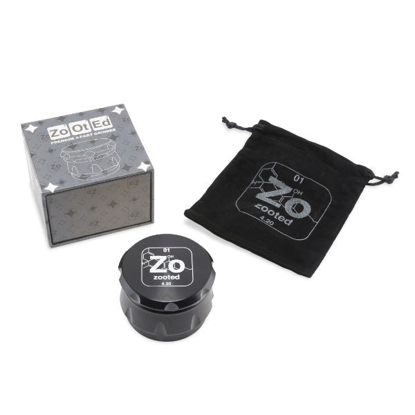 Zooted Premium 4 Piece Grinder 63mm - Black (1 Count, 5 Count OR 10 Count)-Grinders