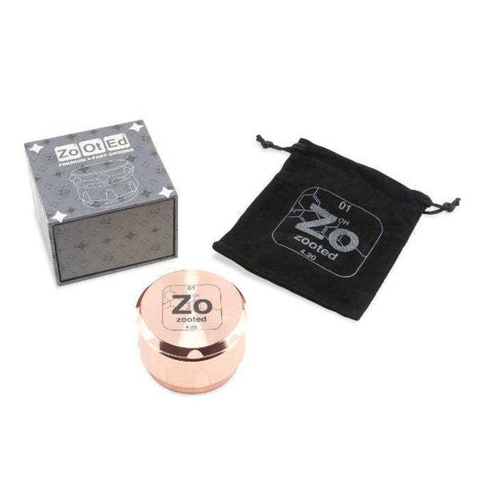 Zooted Premium 4 Piece Grinder 63mm - Rose Gold (1 Count, 5 Count, OR 10 Count)-Grinders