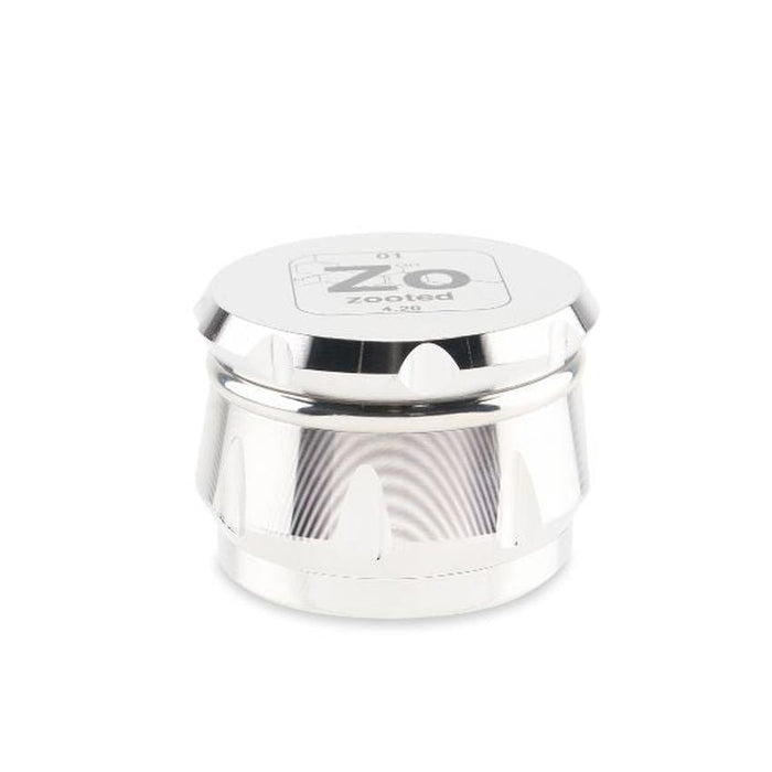 Zooted Premium 4 Piece Grinder 63mm - Silver (1 Count, 5 Count, OR 10 Count)-Grinders