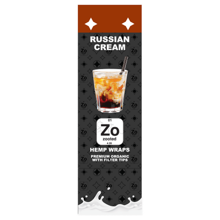 Zooted Russian Cream Flavored Hemp Wraps - 2 Wraps Per Pack - (25 Pack Display)-Papers and Cones